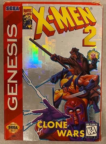 1995 SEGA GENESIS X-MEN 2 CLONE WARS COMPLETE CIB BOX CART MANUAL TESTED