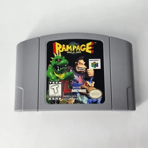 Rampage World Tour Nintendo 64 N64 Authentic - CLEANED & TESTED - Fast Shipping!
