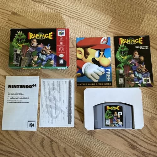 Rampage World Tour (Nintendo 64, 1997) CIB 100% Complete In Box Authentic