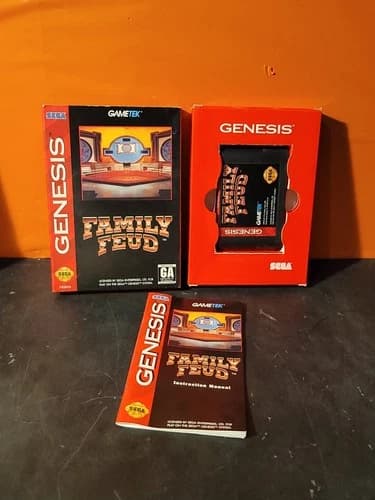 Family Feud (Sega Genesis, 1993) Complete in Cardboard Box ~ Tested & Working