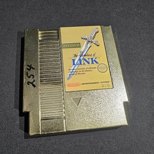 Zelda II 2 : The Adventure of Link Gold (Nintendo NES, 1988) PINS CLEANED TESTED