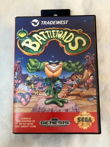 Battletoads Sega Genesis Original 1991 Video Game, manual and box