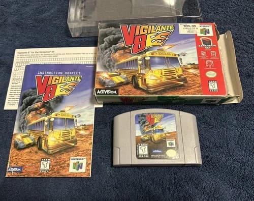 Vigilante 8 for Nintendo 64 N64 Complete In Box CIB with plastic box protector