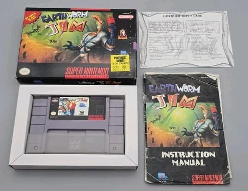 Earthworm Jim (Super Nintendo Entertainment System, 1994) Cib - Rough Manual