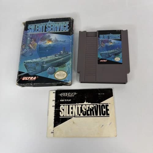 Silent Service (Nintendo Entertainment System, 1989) CIB w/ Box, Manual, Game