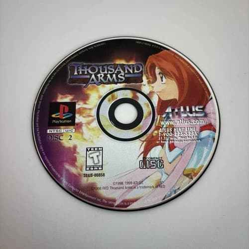 Thousand Arms (PlayStation 1 PS1, 1999) Discs Only - tested & Working - RARE 1&2