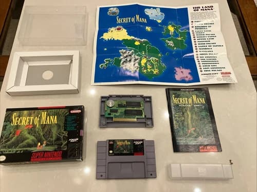 Secret of Mana (SNES, 1993) CIB w Manual Map Complete - Authentic Tested!