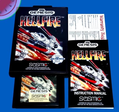 TESTED Sega GENESIS Cartridge HELLFIRE Completed with NEW Box Case Manual Reg