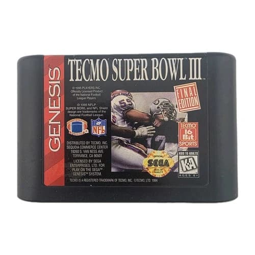 Sega Genesis Techmo Super Bowl III Final Edition - Cartridge Only - Tested