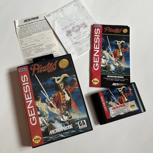 Pirates! Gold Sega Genesis Game Complete in Box Manual Map CIB Authentic Tested