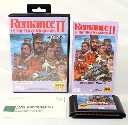 Romance of the Three Kingoms II Sega Genesis Complete CIB VERY NICE w/ RARE REG!