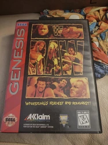 WWF Raw Sega Genesis Complete With Box And Manual CIB WWE Wrestling