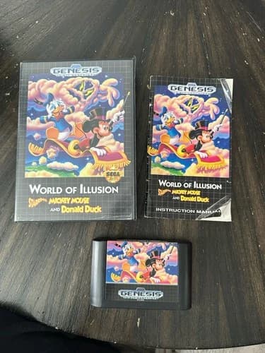Sega Genesis Game World Of Illusion Starring Mickey Mouse And Donald Duck CIB