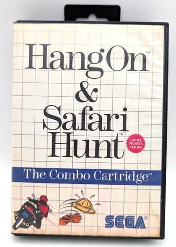Sega Hang On and Safari Hunt Combo Mega Cartridge Sega Master System 1986, CIB