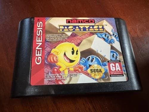 Sega Genesis Pac Attack Game w/Nice Label Pac-Man Namco 1993