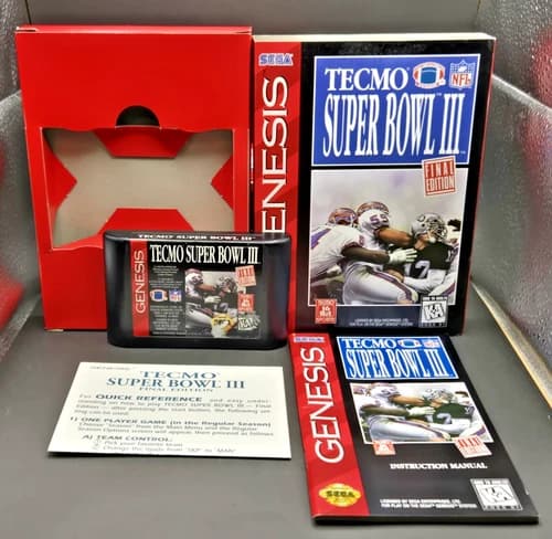 Tecmo Super Bowl III: Final Edition (Sega Genesis, 1995) COMPLETE in Box!! Gr8!!