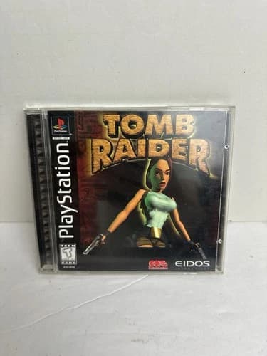 Tomb Raider Sony PlayStation 1 1996 Eidos Complete Black Label Tested PS1