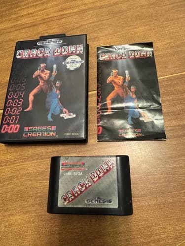 Crack Down (Sega Genesis) CIB complete video game authentic rare CD Crackdown