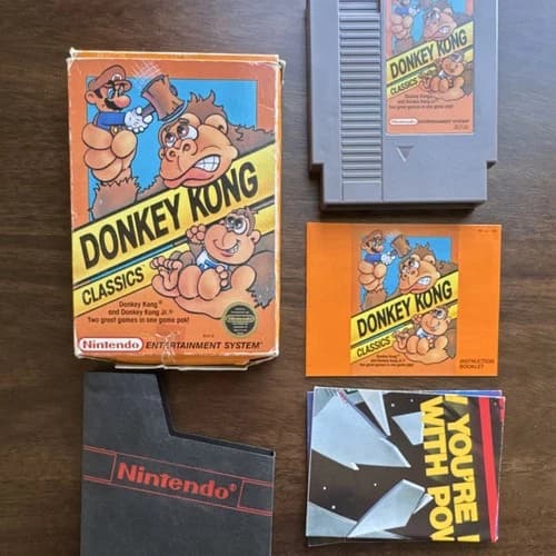 Nintendo Donkey Kong Classics NES Game, Box, Manual, Inserts, 1988 Arcade