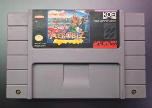 Aerobiz Supersonic SNES Super Nintendo Game Cartridge Koei Authentic