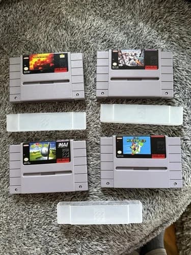 Super nintendo games Mario World Robocop 3, Hole In One Golf Super Battle tank
