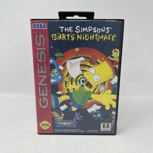The Simpsons Barts Nightmare Sega Genesis Authentic CIB w/Manual *READ* - Tested