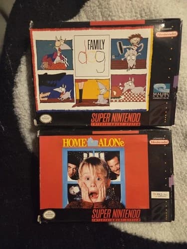 Home Alone and Family Dog SNES Both Complete In Box With Manuals