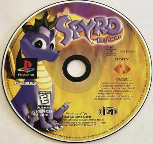 Spyro the Dragon - BL (PlayStation 1, PS1) DISC ONLY | NO TRACKING | M3165