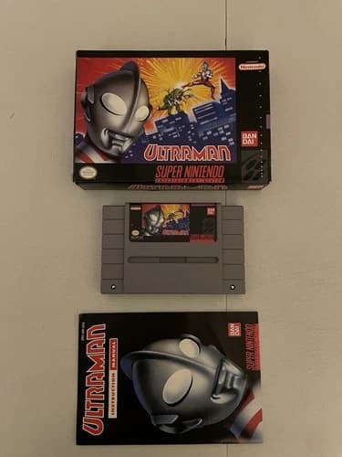 SNES 1992 Ultraman Video game With Box And Manual Bandai