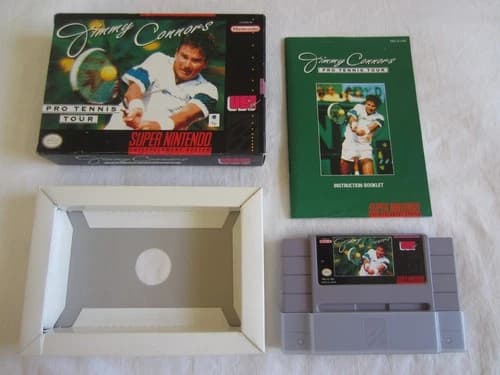 Jimmy Connors Pro Tennis Tour (SNES) Super Nintendo CIB Complete 1992 RARE