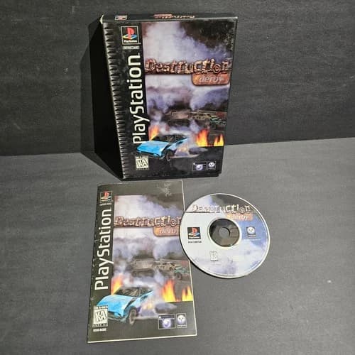 Destruction Derby (Sony PlayStation 1, 1995) PS1 LONG BOX - CIB - TESTED