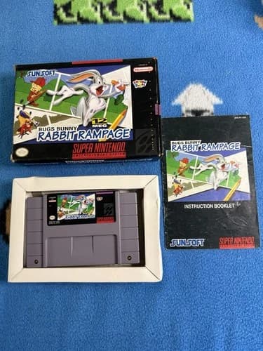 Bugs Bunny Rabbit Rampage Snes Super Nintendo Cib Tested Authentic.