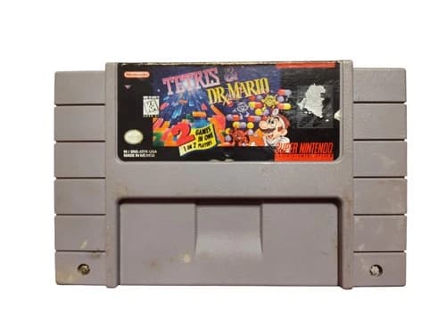 Tetris and Dr Mario SNES Authentic Nintendo Cartridge Tested