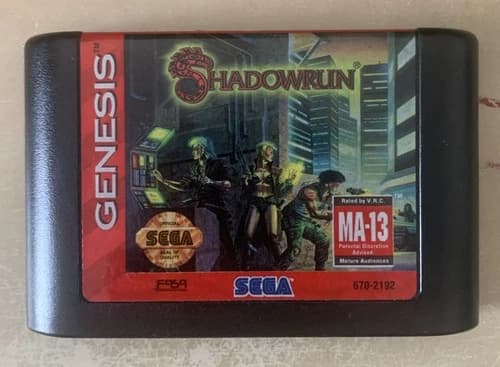 SHADOWRUN Sega Genesis GAME CARTRIDGE ONLY Shadow Run RPG - TESTED & WORKING