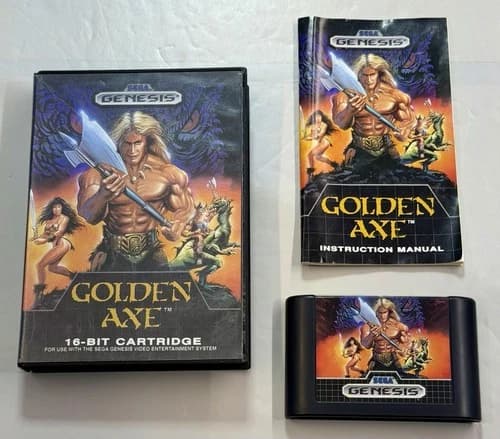 Golden Axe (Sega Genesis, 1989) Complete w/ Manual - Tested - Authentic