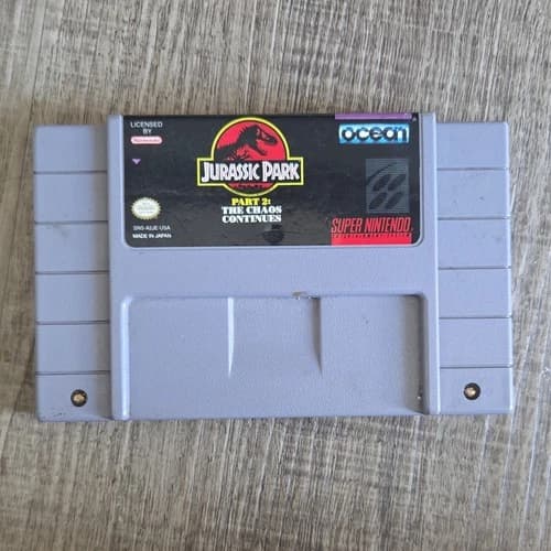 Ocean Jurassic Park Part 2 Chaos Continues SUPER NES Game Cartridge NTSC-U/C