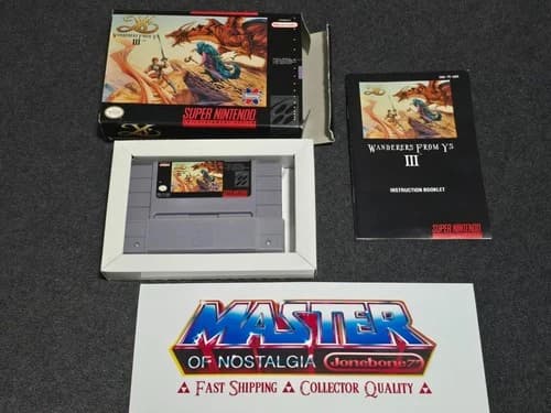 SNES WANDERERS FROM YS III Complete CIB Box Game Super Nintendo RPG Rare