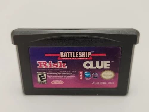Battleship Risk Clue Hasbro 3 Game Nintendo GBA Gameboy Advance Tested Working