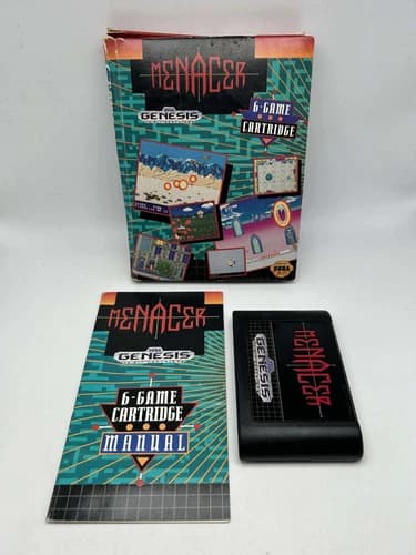 Menacer 6-Game Cartridge (Sega Genesis, 1992) Complete in Box CIB