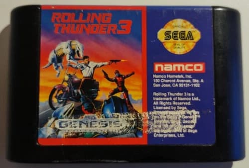 Rolling Thunder 3 Sega Genesis Game Cartridge Authentic