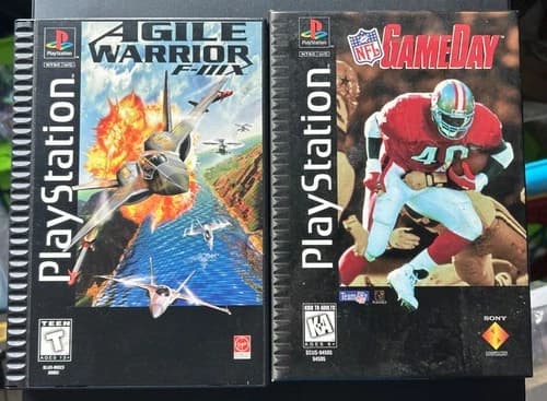 Agile Warrior F-IIIX Playstation 1 PS1 CIB Longbox Long Box and NFL Gameday CIB