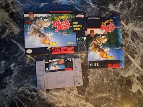 Bassin's Black Bass SNES Complete CIB W/ Protector No Tray