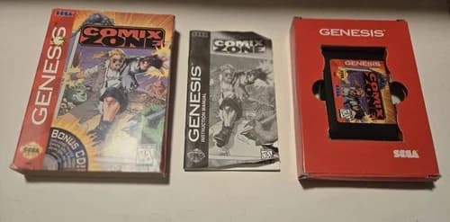Comix Zone Sega Genesis 1995 Authentic cartridge, manual, box, Tested and clean