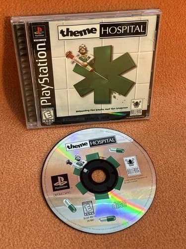 Theme Hospital Sony PlayStation 1 PS1 Black Label Game Tested Complete REG Card!