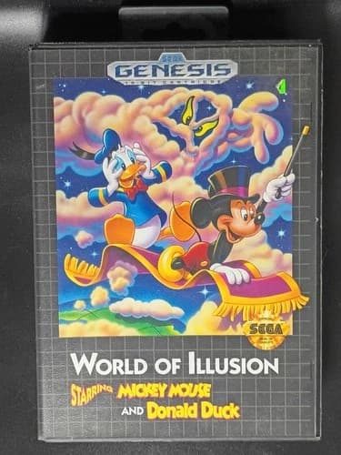 1992 Sega Genesis World Of Illusion Starring Mickey Mouse And Donald Duck Game