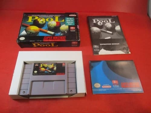 Championship Pool (Super Nintendo SNES 1993) COMPLETE w/ Box manual WORKS! #Q