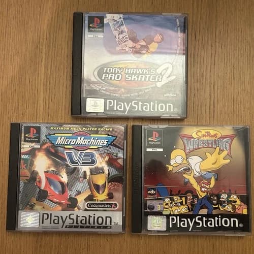 PlayStation 1 PS1 Games Simpsons Wrestling Tony Hawk 2 Micro Machines V3 Tested