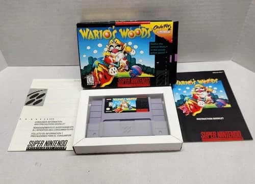 SNES Super Nintendo: WARIO'S WOODS (Authentic, 1994) CIB Complete in Box EUC