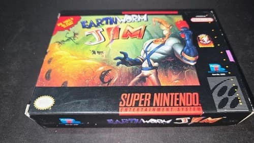 Earthworm Jim 1 Authentic Super Nintendo SNES EXMT+ condition COMPLETE n box!