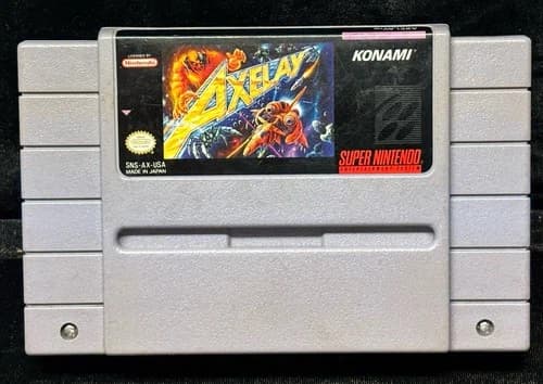 Vintage 1991 Super Nintendo SNES Axelay Authentic Clean Label Cartridge Only